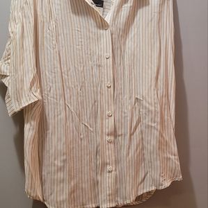 Primark WHITE & TAN Button Up 3/4 sleeve Blouse-Size 10